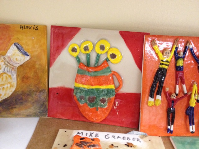 Student painted ceramic tiles