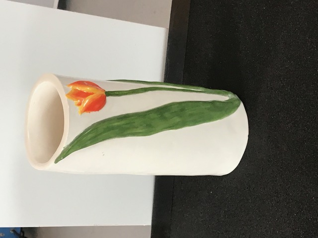 Tulip vase in white and orange