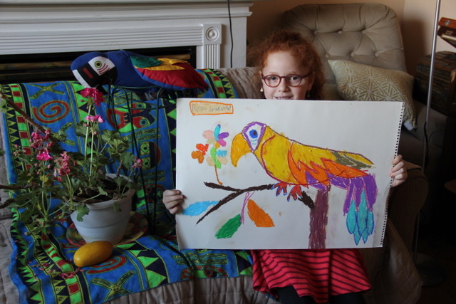 Student with a parrot painting