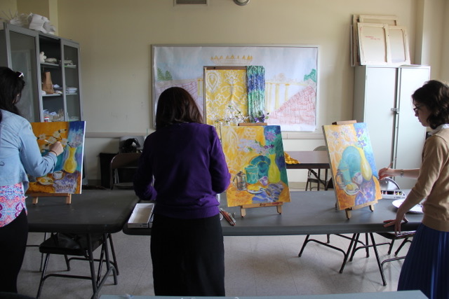 Painting class in the studio